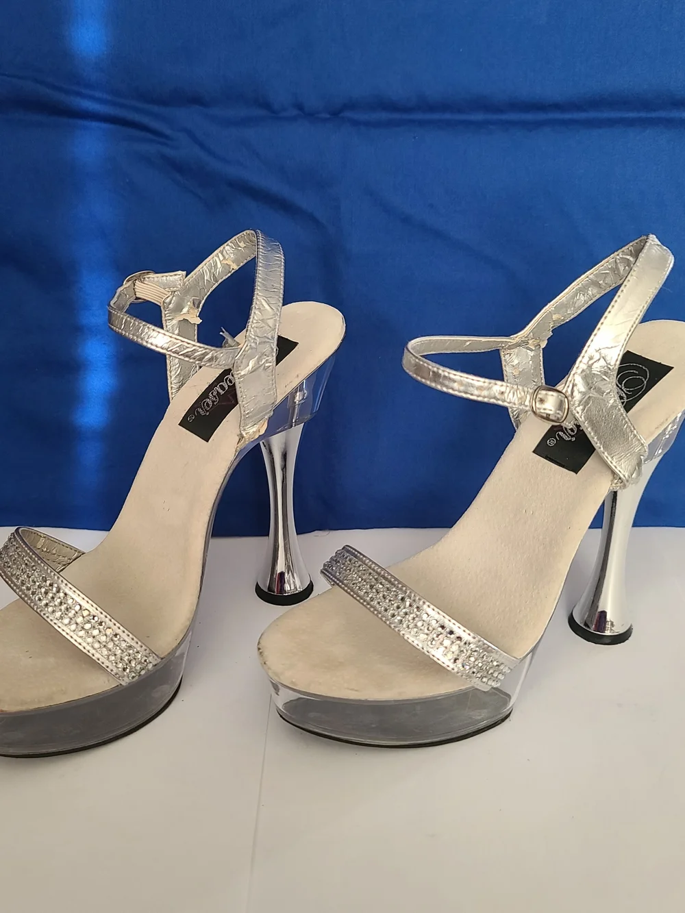 Pleaser Silver Metallic Rhinestone Platform Heels